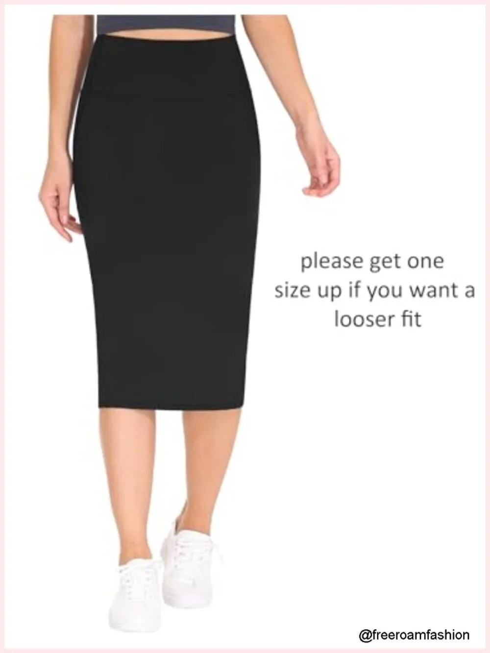 Premium Stretch High Waist Pencil Skirt Midi with Back Slit Tummy Control
